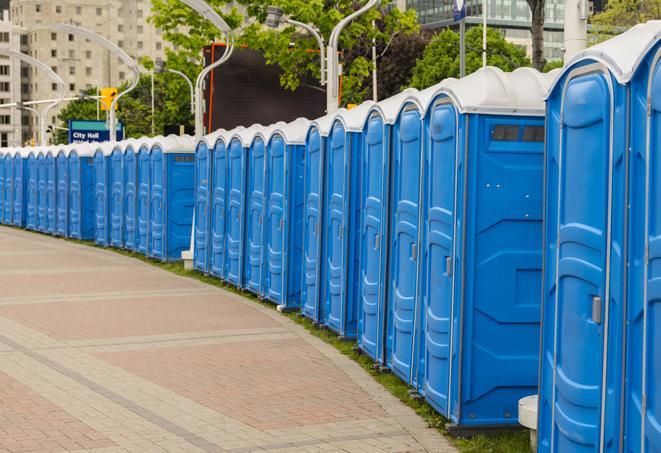 Seasonal porta potty units set up at a Alice, Texas venue